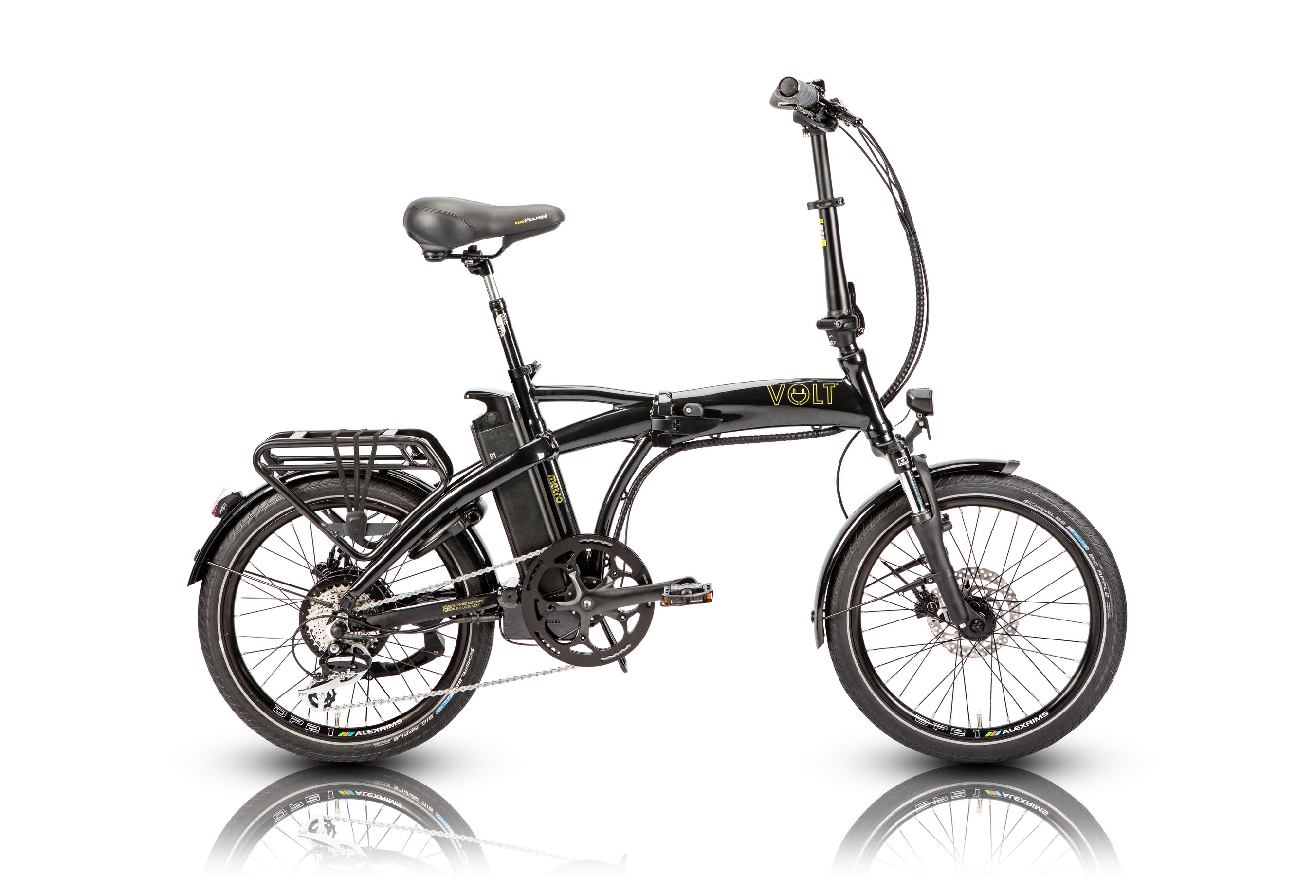 Volt Metro Folding E-bike straight studio photograph